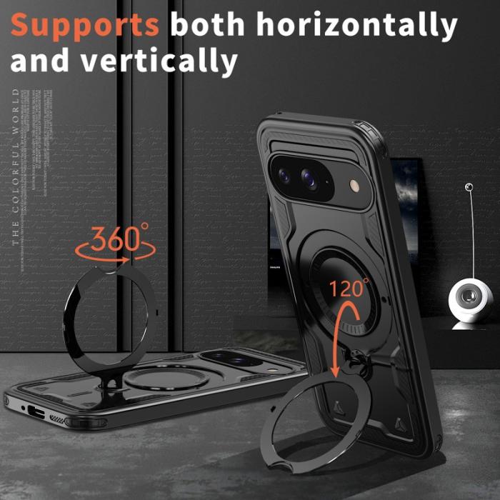 N/A - Google Pixel 10/10 Pro Skal Plast Militärskydd Med Ställ - Svart