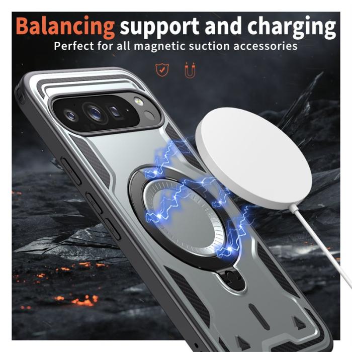 N/A - Google Pixel 9 Pro Skal Plast Militärskydd Kickstand - Grå