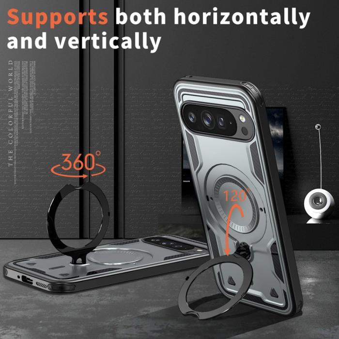 N/A - Google Pixel 9 Pro Skal Plast Militärskydd Kickstand - Grå