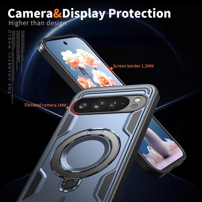 N/A - Google Pixel 9 Pro Skal Plast Militärskydd med Ställ - Blå