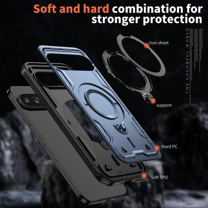 N/A - Google Pixel 9 Pro XL Skal Plast Militärskydd med Ställ - Blå