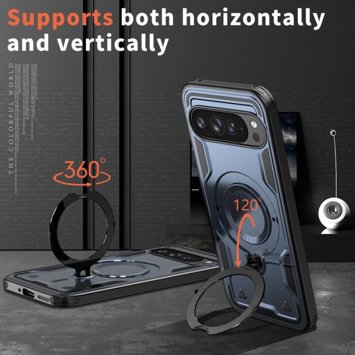 N/A - Google Pixel 9 Pro XL Skal Plast Militärskydd med Ställ - Blå