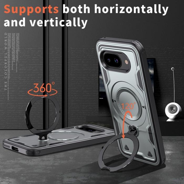 N/A - Google Pixel 9a Skal Militärskydd Plast Kickstand - Grå