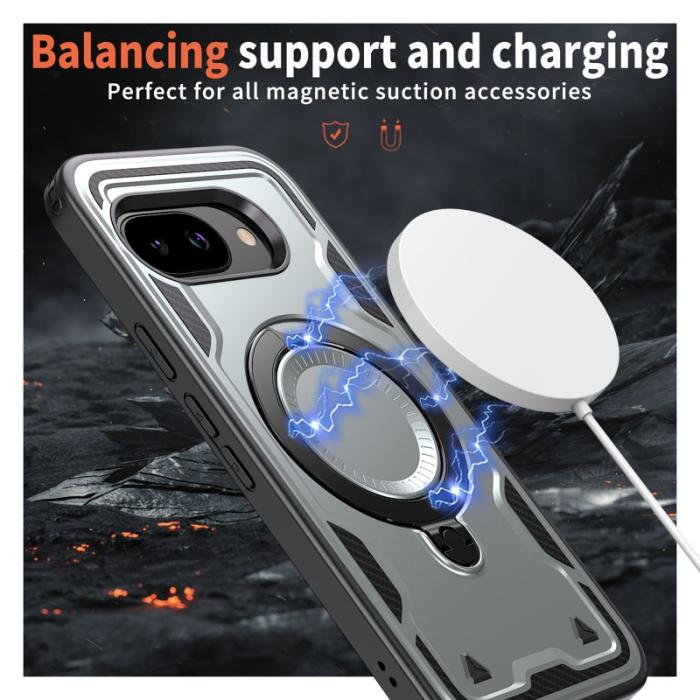 N/A - Google Pixel 9a Skal Militärskydd Plast Kickstand - Grå