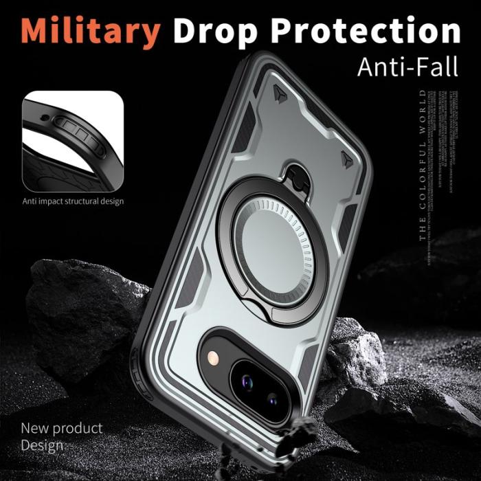 N/A - Google Pixel 9a Skal Militärskydd Plast Kickstand - Grå