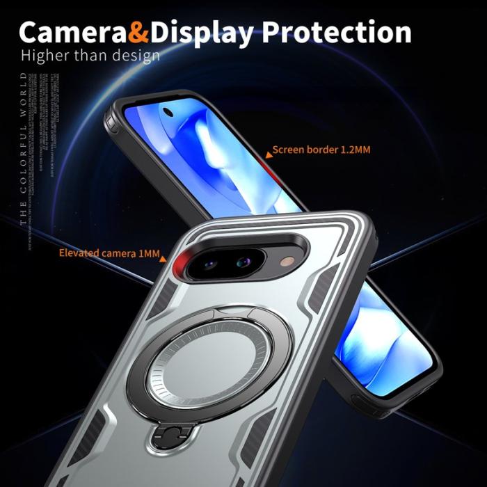 N/A - Google Pixel 9a Skal Militärskydd Plast Kickstand - Grå