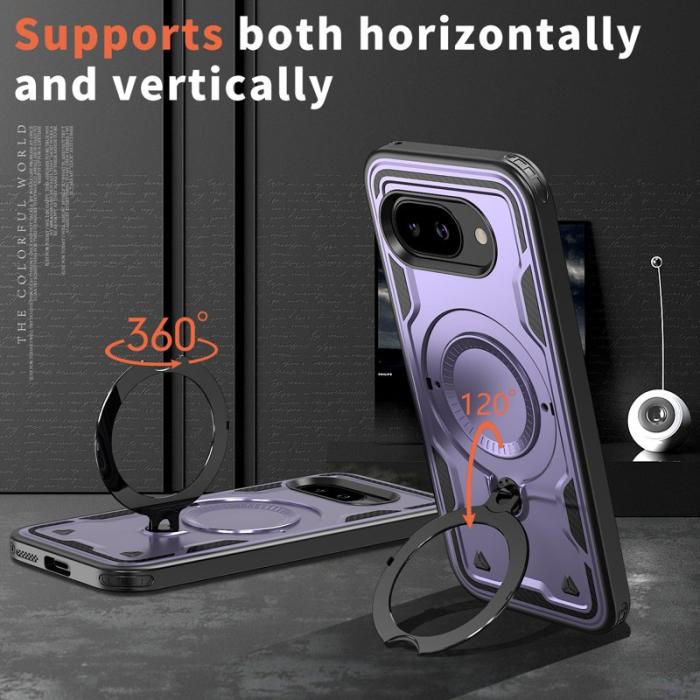 N/A - Google Pixel 9a Skal Militärskydd Plast Kickstand - Lila