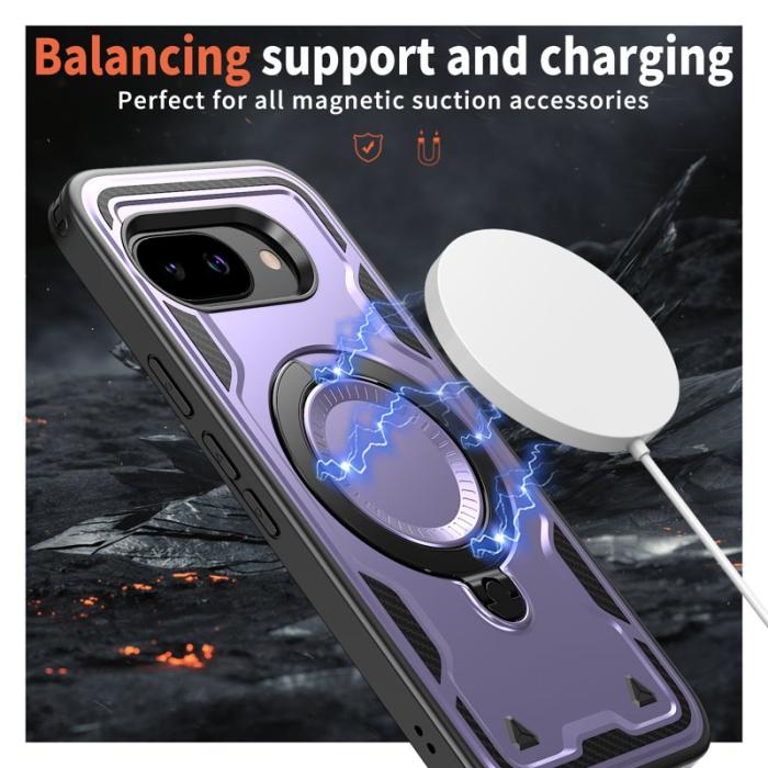 N/A - Google Pixel 9a Skal Militärskydd Plast Kickstand - Lila