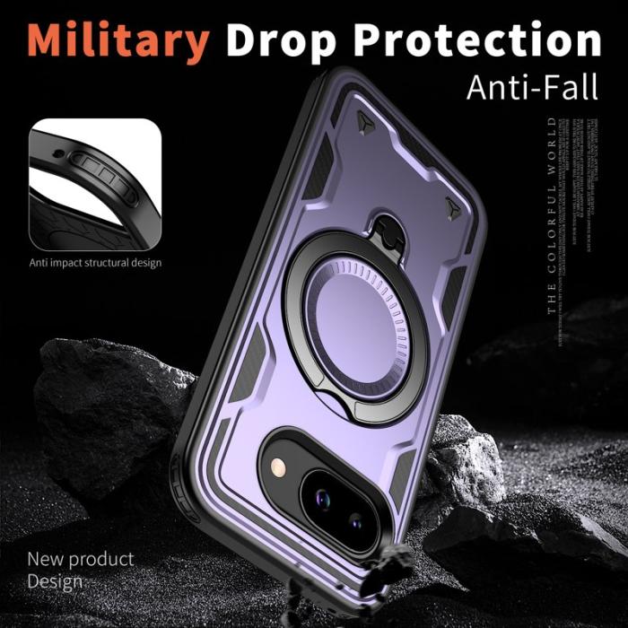 N/A - Google Pixel 9a Skal Militärskydd Plast Kickstand - Lila