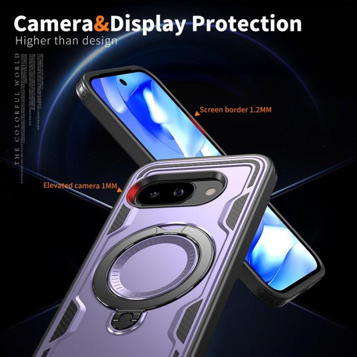 N/A - Google Pixel 9a Skal Militärskydd Plast Kickstand - Lila