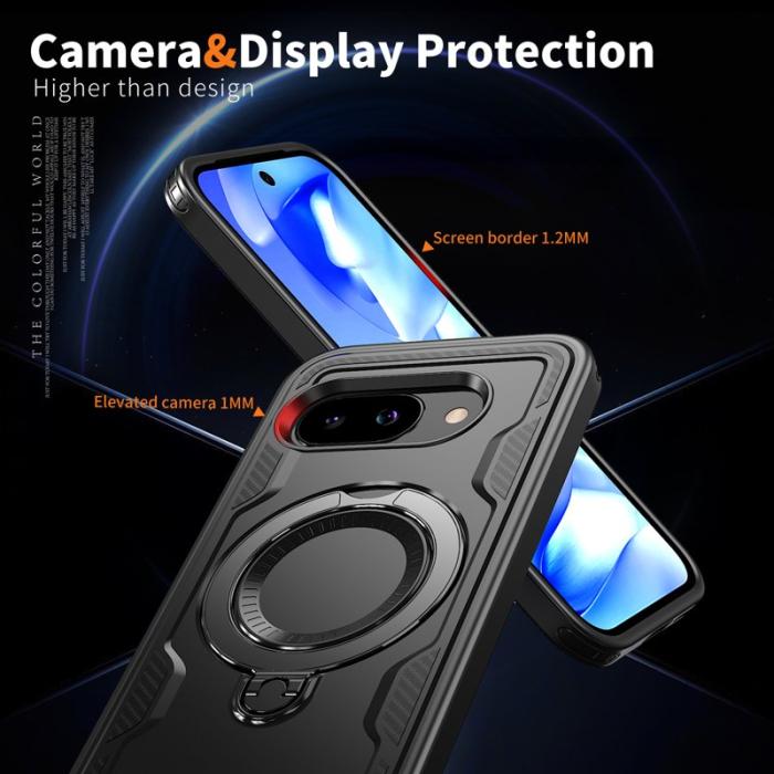 N/A - Google Pixel 9a Skal Militärskydd Plast Kickstand - Svart