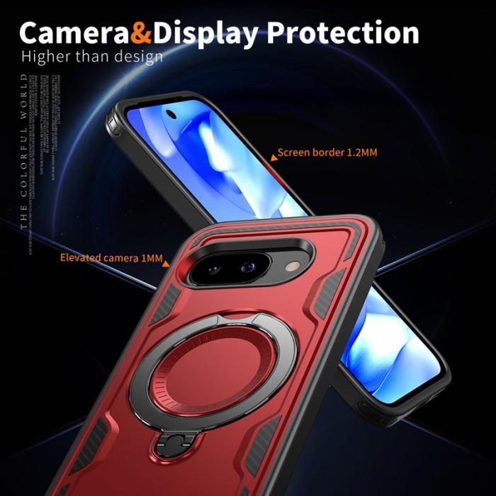 N/A - Google Pixel 9a Skal Militärt Skydd PC + TPU - Röd