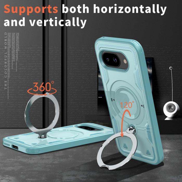 N/A - Google Pixel 9a Skal Plast Militärskydd Med Ställ - Baby Blue