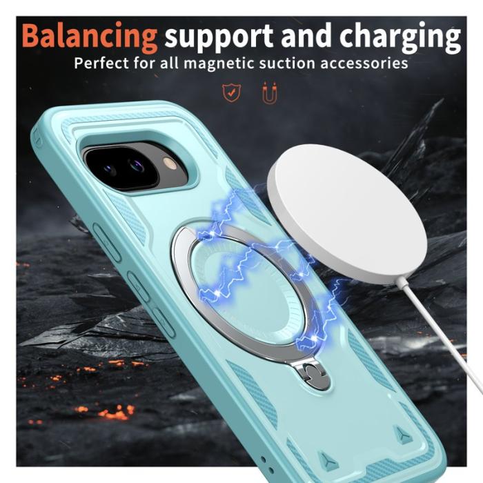 N/A - Google Pixel 9a Skal Plast Militärskydd Med Ställ - Baby Blue