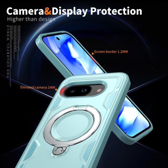 N/A - Google Pixel 9a Skal Plast Militärskydd Med Ställ - Baby Blue