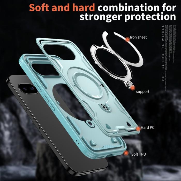 N/A - Google Pixel 9a Skal Plast Militärskydd Med Ställ - Baby Blue