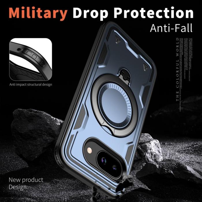 N/A - Google Pixel 9a Skal Plast Militärt Skydd med Ställ - Blå