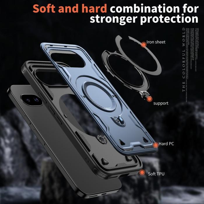 N/A - Google Pixel 9a Skal Plast Militärt Skydd med Ställ - Blå