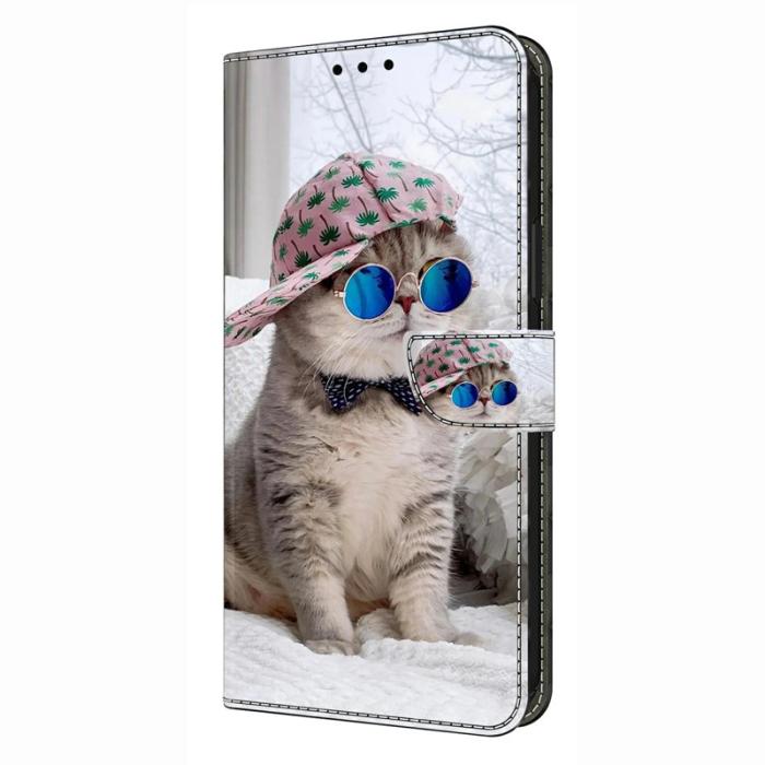 OEM - Hat Cat Samsung Galaxy A37 Fodral Läder Mönstertryck - Vit