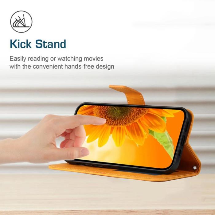 OEM - HT04 Samsung Galaxy A55 5G Plånboksfodral Konstläder - Gul