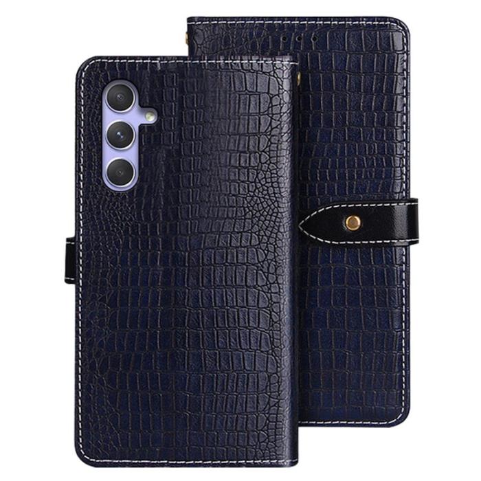 IDEWEI - IDEWEI Samsung Galaxy A55 5G Plånboksfodral Konstläder Krokodiltextur - Blå