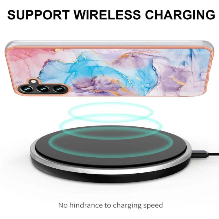 OEM - IMD Samsung Galaxy A55 5G Skal TPU Marmorblommönster - Blå