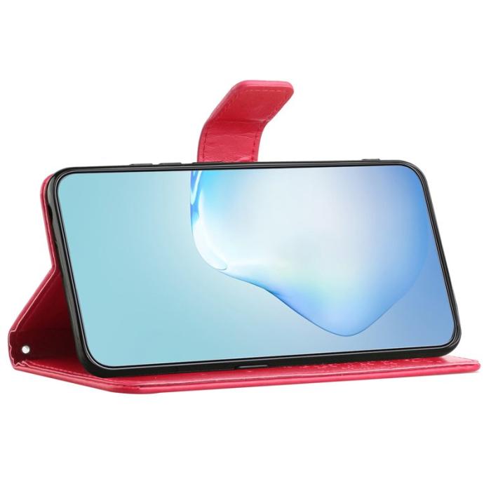 OEM - Imprint Samsung Galaxy A55 5G Skal Konstläder Mönster Uggla - Röd