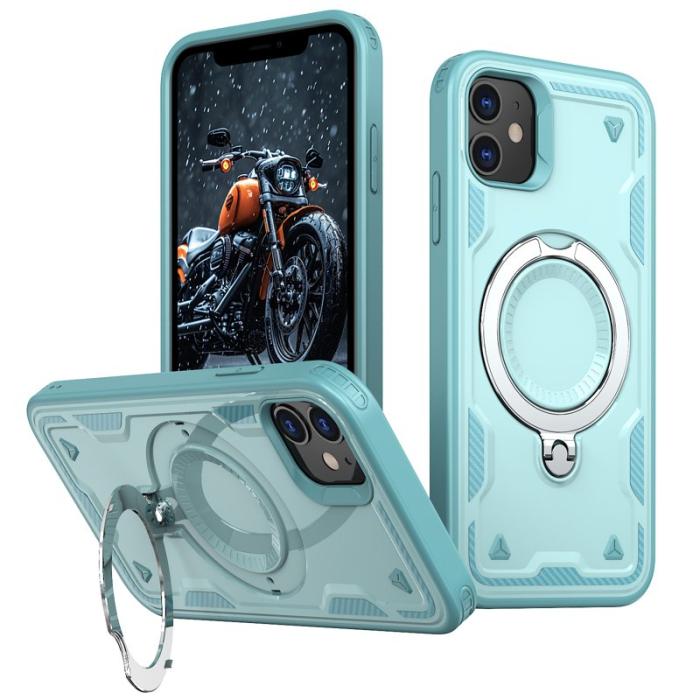 N/A - iPhone 11 / XR Skal Plast Militärskydd Kickstand - Baby Blue