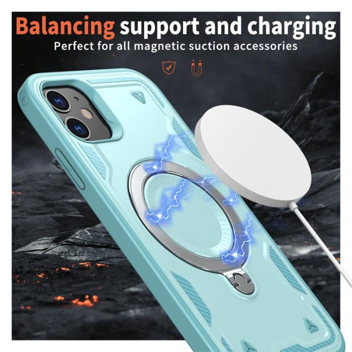 N/A - iPhone 11 / XR Skal Plast Militärskydd Kickstand - Baby Blue
