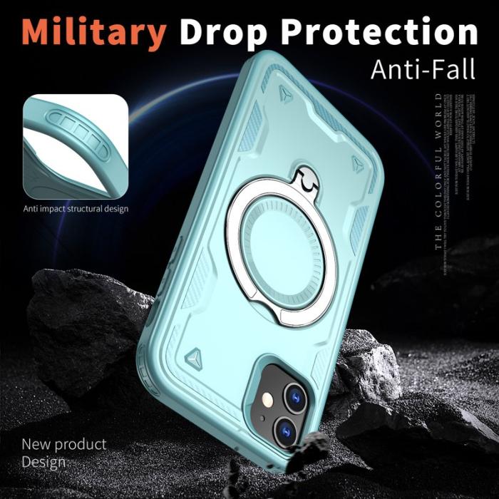N/A - iPhone 11 / XR Skal Plast Militärskydd Kickstand - Baby Blue