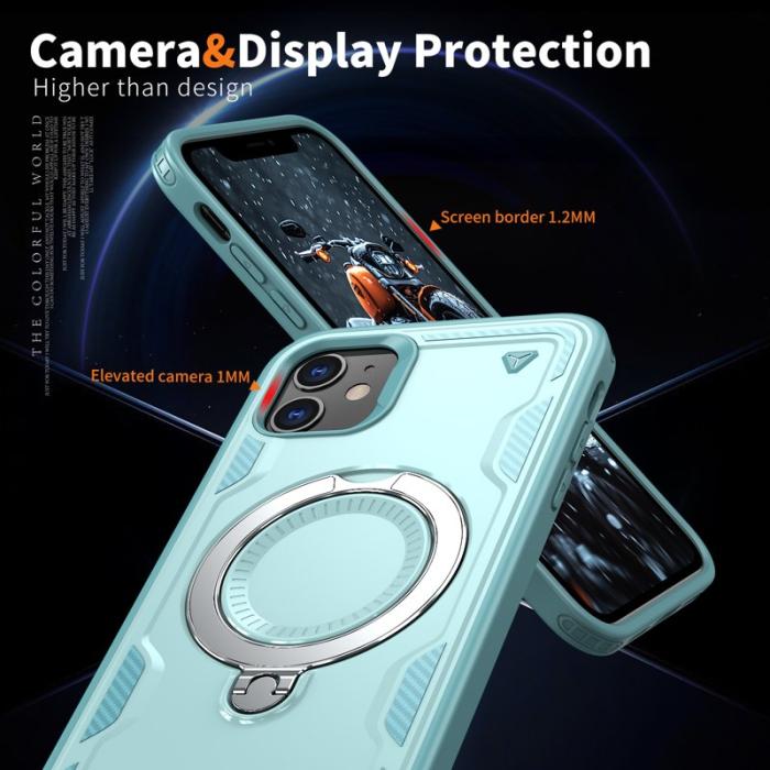 N/A - iPhone 11 / XR Skal Plast Militärskydd Kickstand - Baby Blue