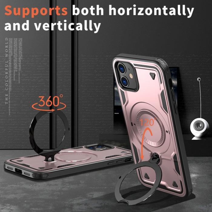 N/A - iPhone 11 / XR Skal Plast Militärt Skydd Kickstand - Roséguld