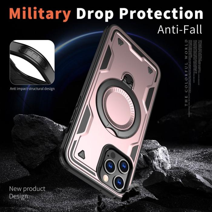 N/A - iPhone 12 Pro Skal Plast MagSafe Militärskydd - Roséguld