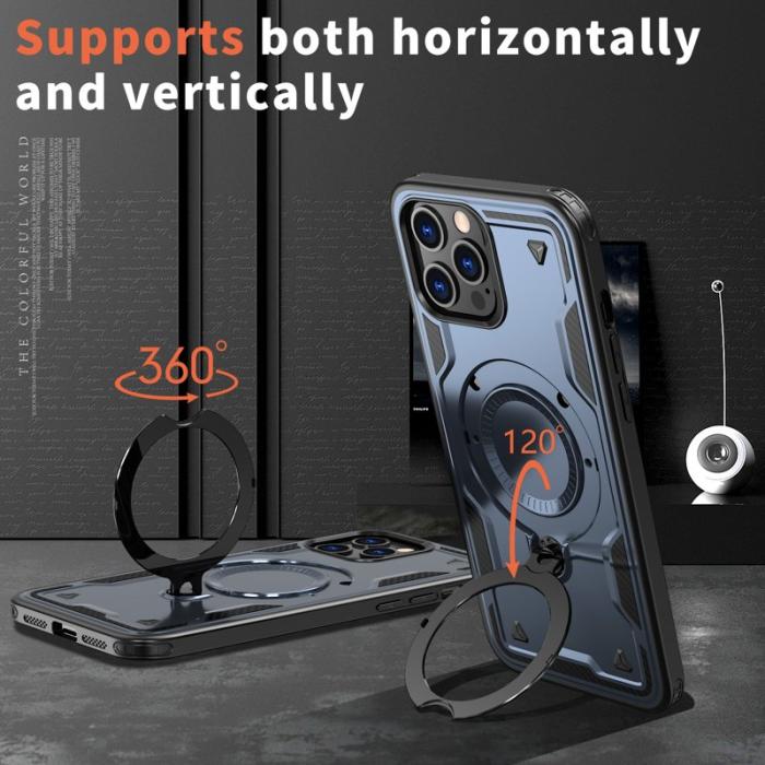 N/A - iPhone 12 Pro Skal Plast Militärskydd Kickstand - Blå