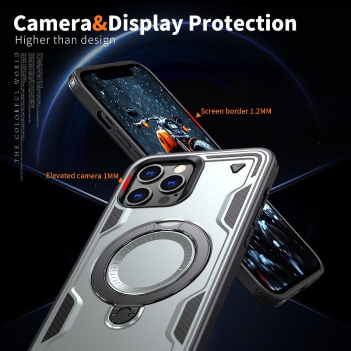 N/A - iPhone 12 Pro Skal Plast Militärskydd Kickstand - Grå