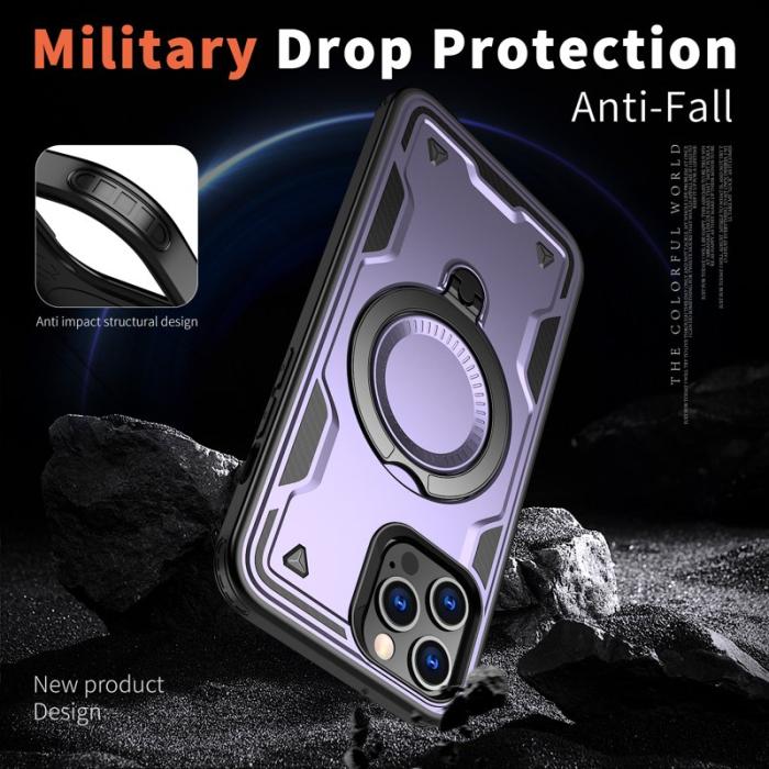 N/A - iPhone 12 Pro Skal Plast Militärskydd Kickstand - Lila