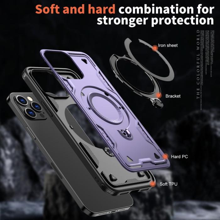 N/A - iPhone 12 Pro Skal Plast Militärskydd Kickstand - Lila
