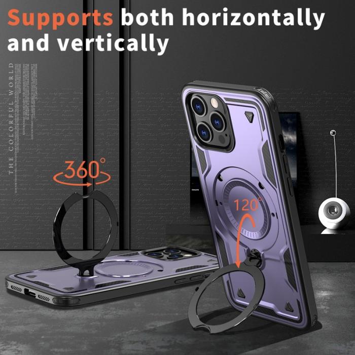 N/A - iPhone 12 Pro Skal Plast Militärskydd Kickstand - Lila