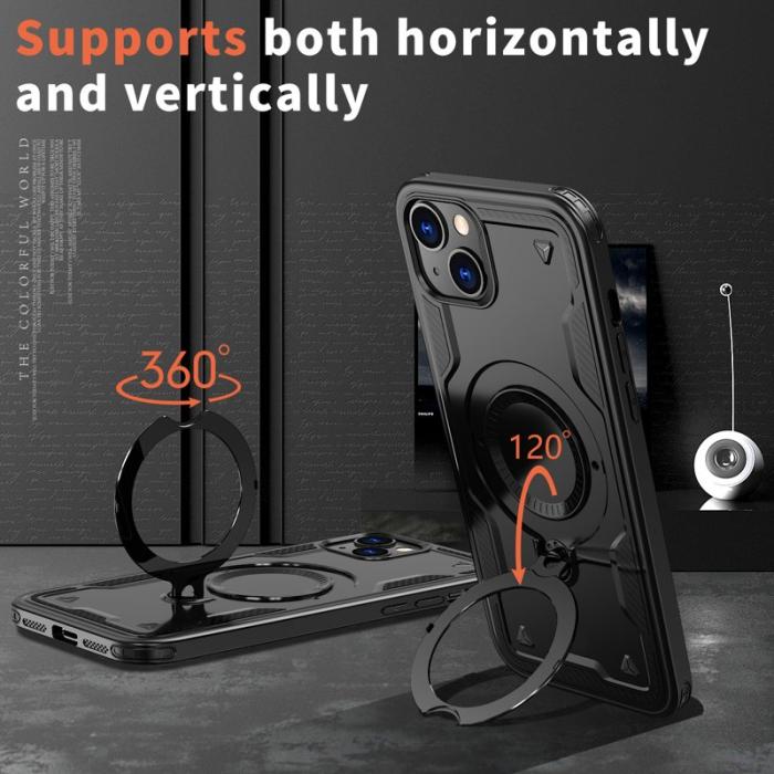 N/A - iPhone 14/13 Skal Militärskydd Plast Kickstand - Svart