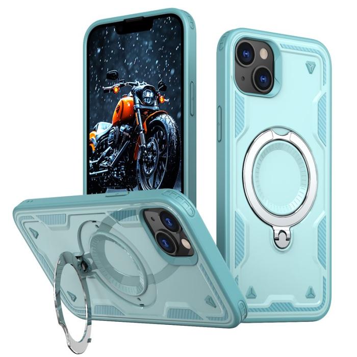 N/A - iPhone 14/13 Skal Plast Militärskydd Kickstand - Baby Blue