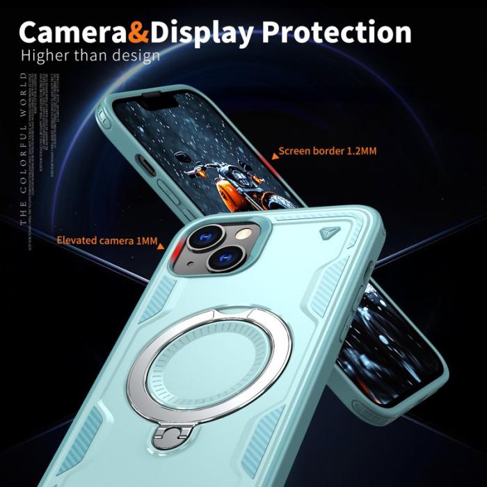 N/A - iPhone 14/13 Skal Plast Militärskydd Kickstand - Baby Blue