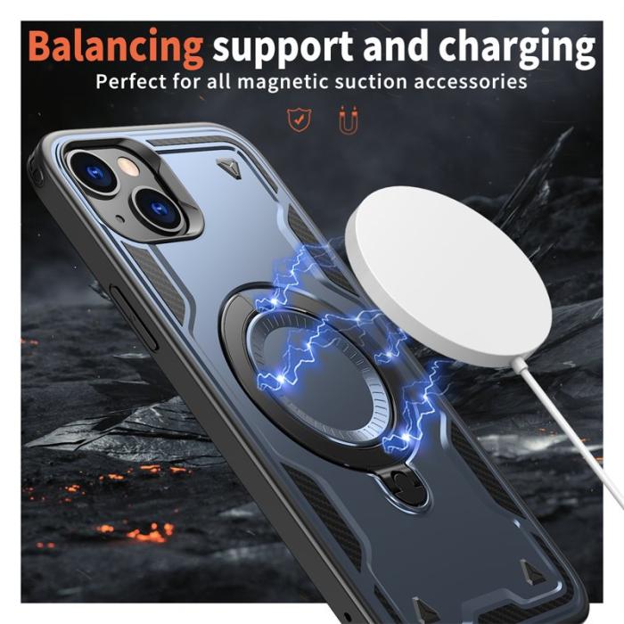 N/A - iPhone 14/13 Skal Plast Militärskydd Kickstand - Blå