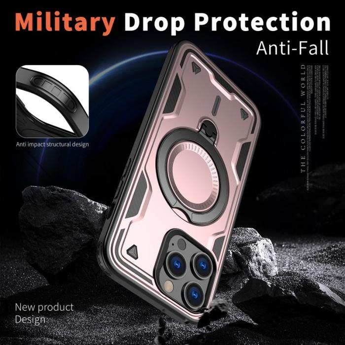 N/A - iPhone 14 Pro Max Skal Plast MagSafe Militärskydd - Roséguld