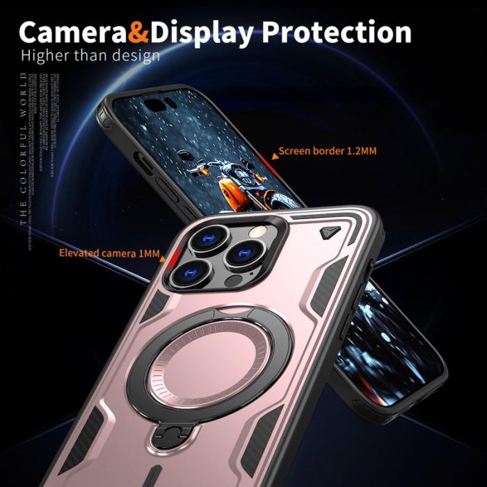 N/A - iPhone 14 Pro Max Skal Plast MagSafe Militärskydd - Roséguld