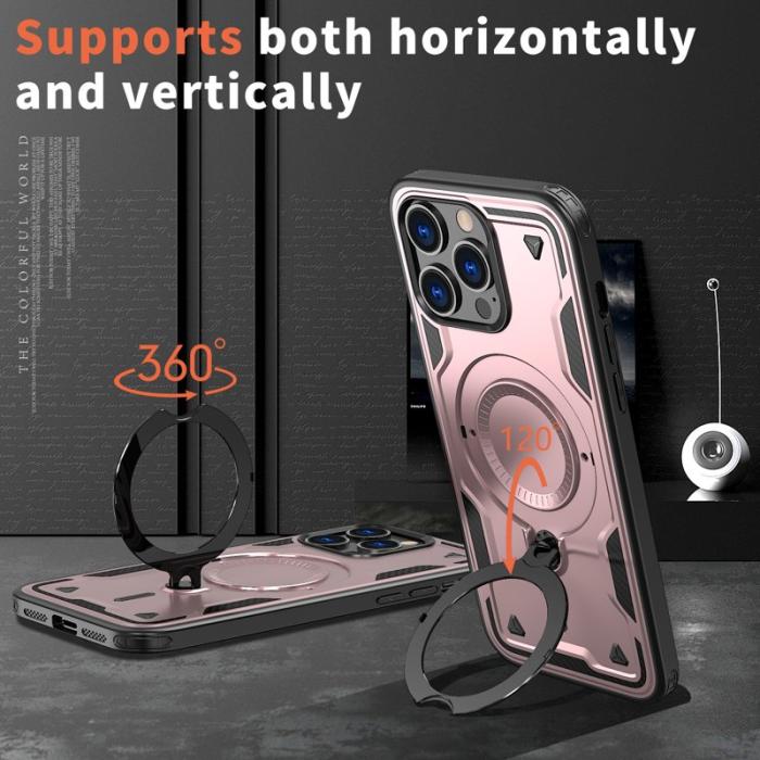 N/A - iPhone 14 Pro Max Skal Plast MagSafe Militärskydd - Roséguld