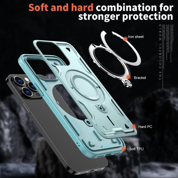 N/A - iPhone 14 Pro Max Skal Plast Militärskydd Kickstand - Baby Blue