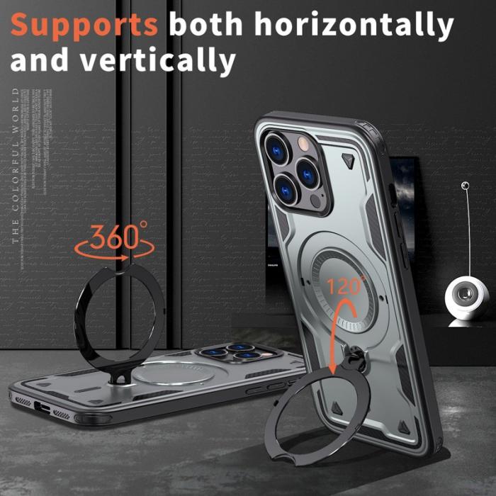 N/A - iPhone 14 Pro Max Skal Plast Militärskydd Kickstand - Grå