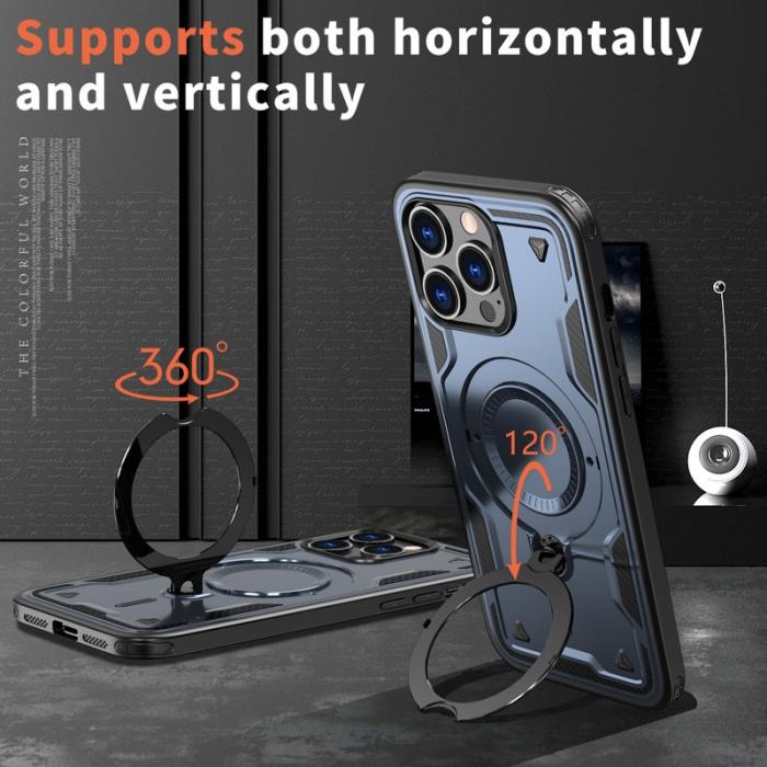 N/A - iPhone 14 Pro Max Skal Plast Militärskydd med Ställ - Blå