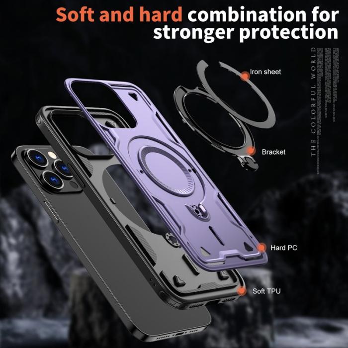 N/A - iPhone 14 Pro Max Skal Plast Militärskydd Med Ställ - Lila