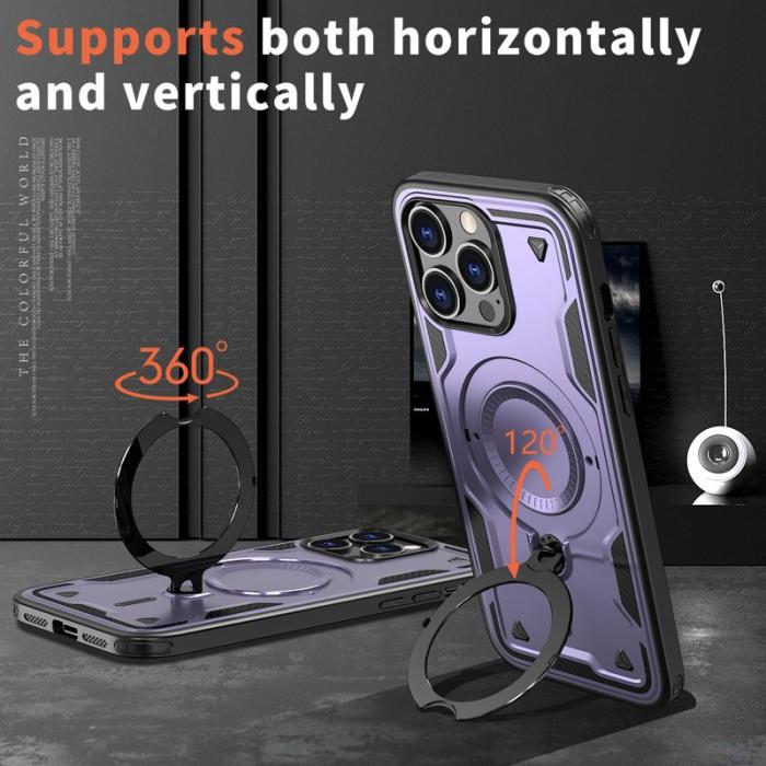 N/A - iPhone 14 Pro Max Skal Plast Militärskydd Med Ställ - Lila